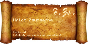Hricz Zsuzsanna névjegykártya